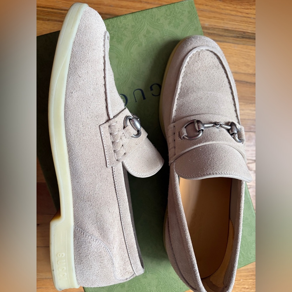 Gucci Horsebit Loafers Suede Oatmeal 8M/9.5W - Picture 3 of 9